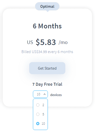 Amount of devices in a subscription plan